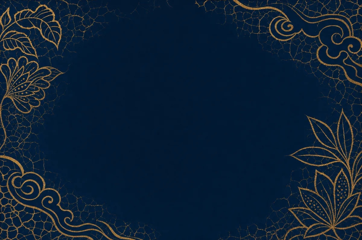 Warm gold and ivory batik-inspired campaign ground.